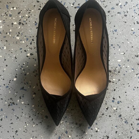 Brand new without box NICHOLAS KIRKWOOD Lexi Mesh Pumps 70mm In Black - Picture 2 of 3